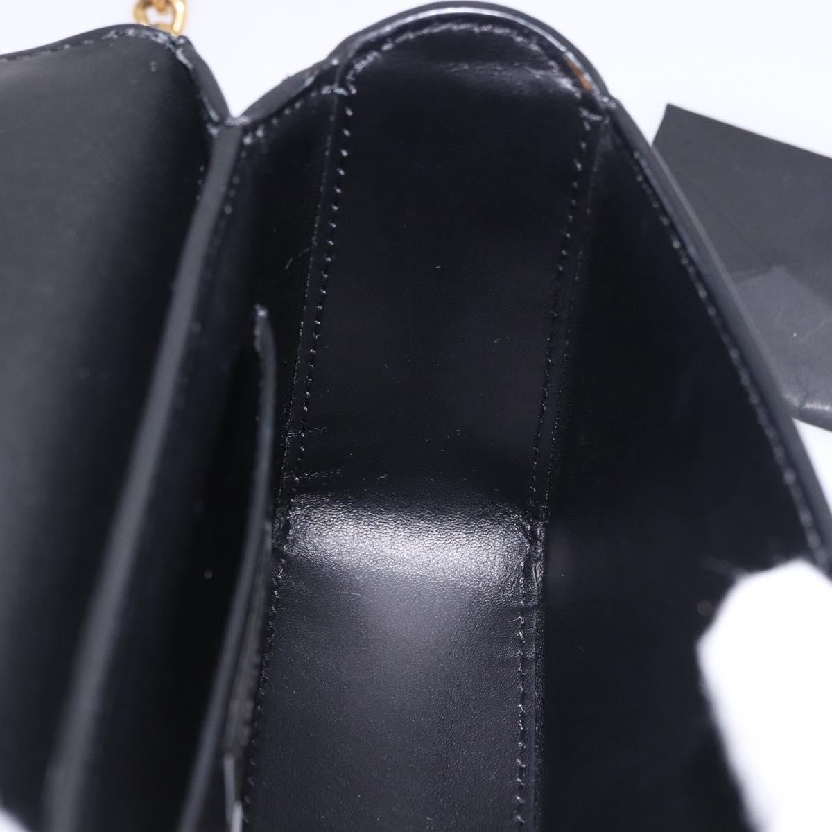 VERSACE Medusa Chain Shoulder Bag Leather Black Gold Auth 200090M