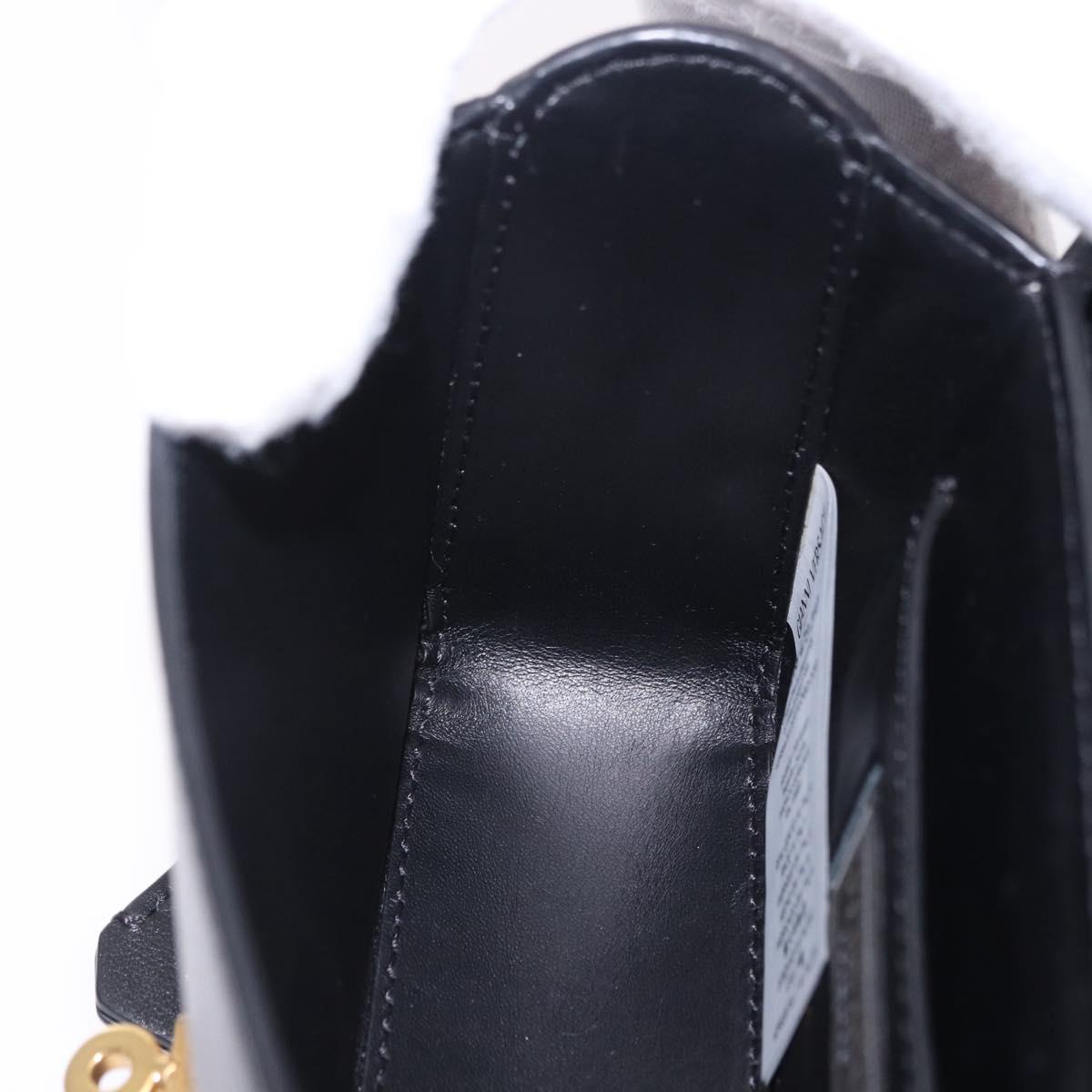VERSACE Medusa Chain Shoulder Bag Leather Black Gold Auth 200090M