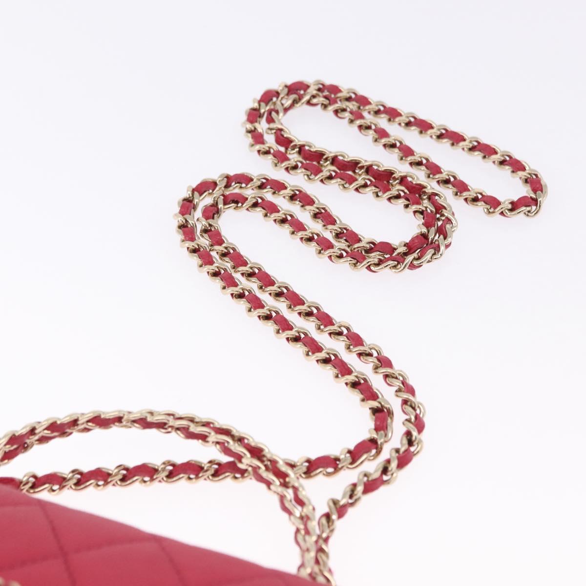 CHANEL Matelasse Top Handle Chain Caviar Skin 2way Red Gold CC Auth 200091SAM