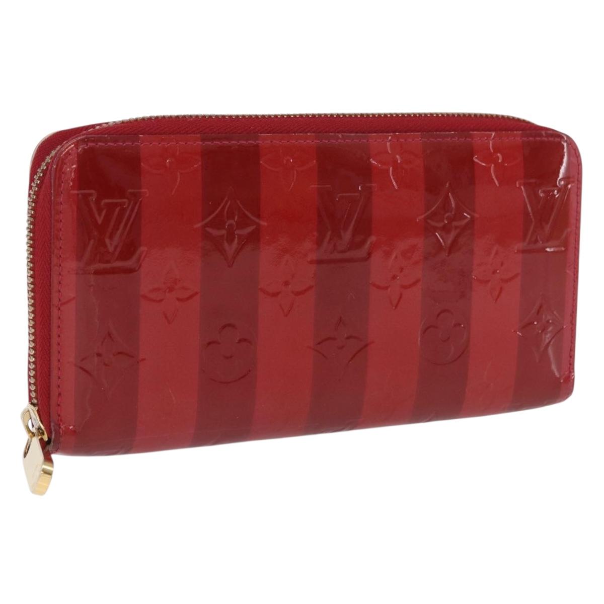 LOUIS VUITTON Vernis Rayure Zippy Long Wallet Pomme D'amour M91718 Auth 200092A