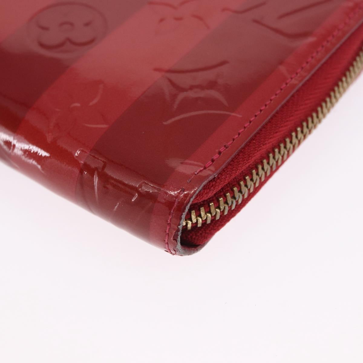 LOUIS VUITTON Vernis Rayure Zippy Long Wallet Pomme D'amour M91718 Auth 200092A