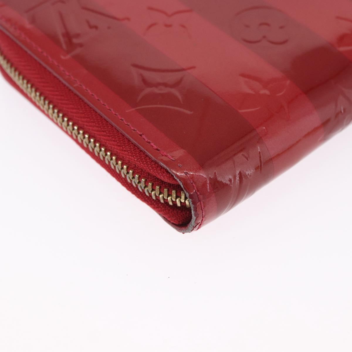 LOUIS VUITTON Vernis Rayure Zippy Long Wallet Pomme D'amour M91718 Auth 200092A