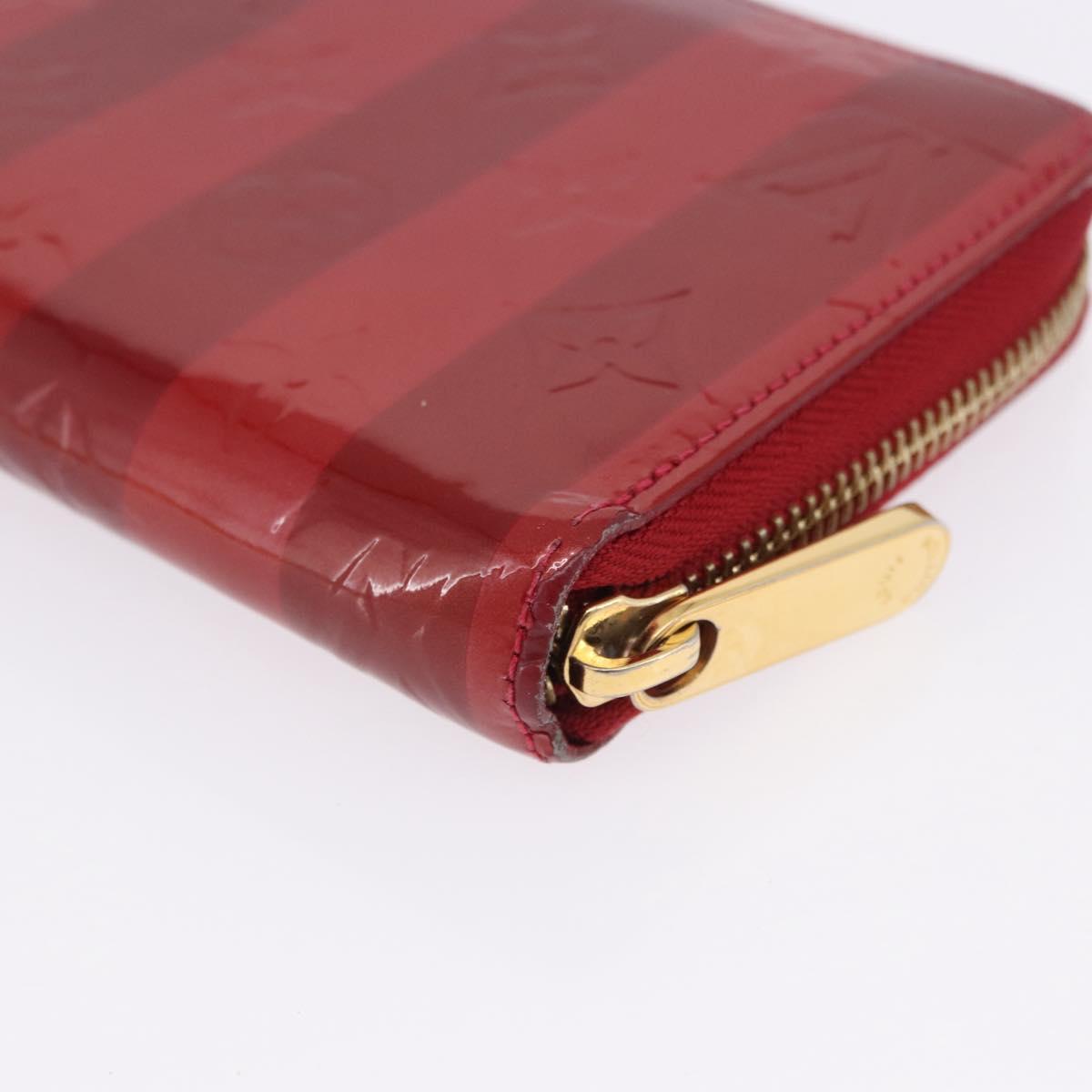 LOUIS VUITTON Vernis Rayure Zippy Long Wallet Pomme D'amour M91718 Auth 200092A