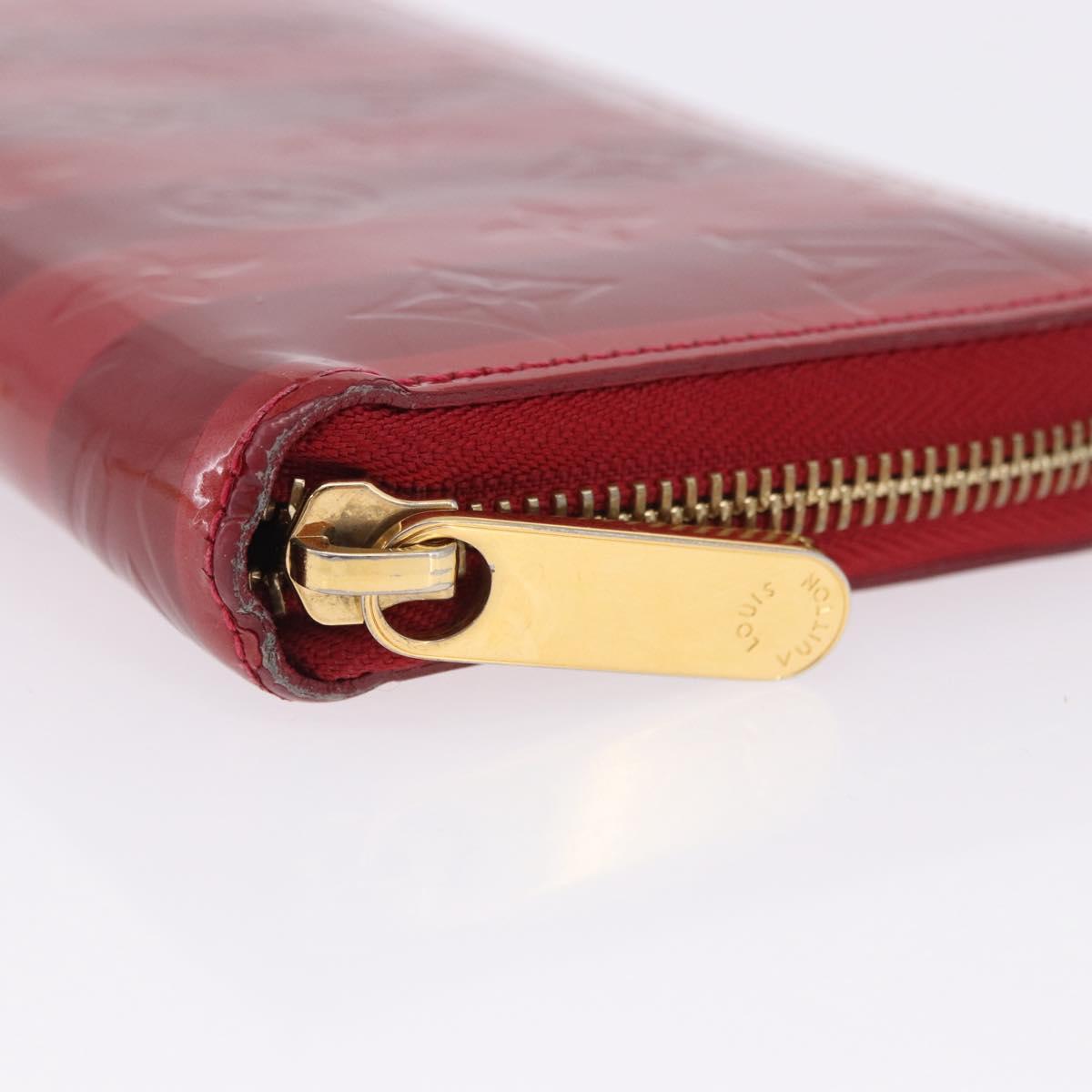 LOUIS VUITTON Vernis Rayure Zippy Long Wallet Pomme D'amour M91718 Auth 200092A