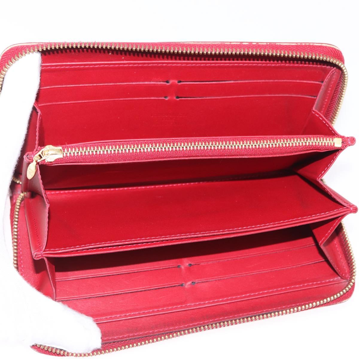 LOUIS VUITTON Vernis Rayure Zippy Long Wallet Pomme D'amour M91718 Auth 200092A