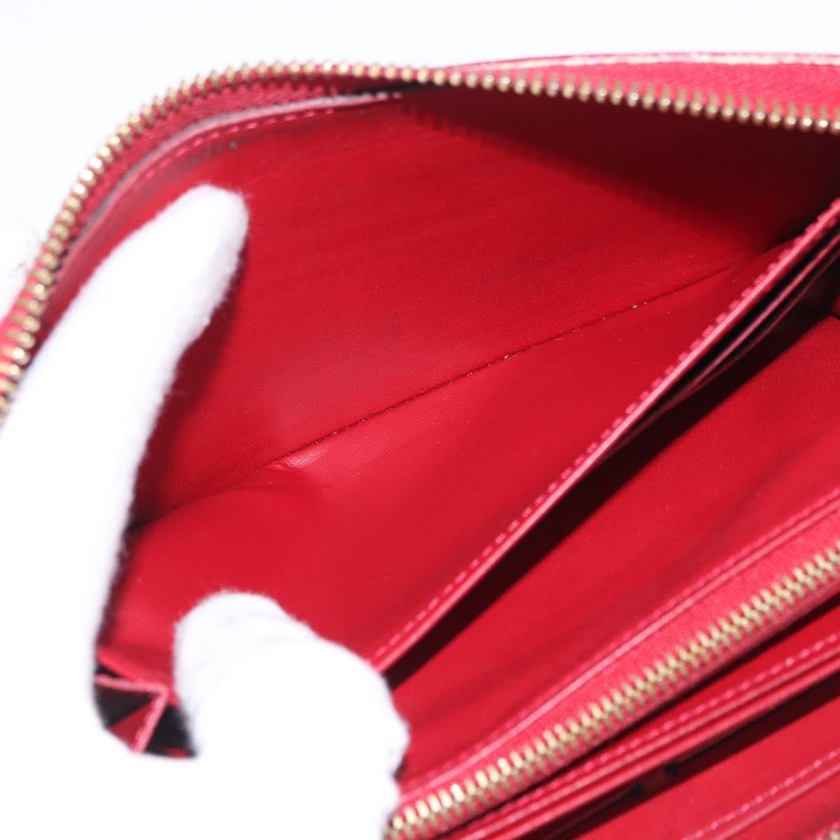 LOUIS VUITTON Vernis Rayure Zippy Long Wallet Pomme D'amour M91718 Auth 200092A