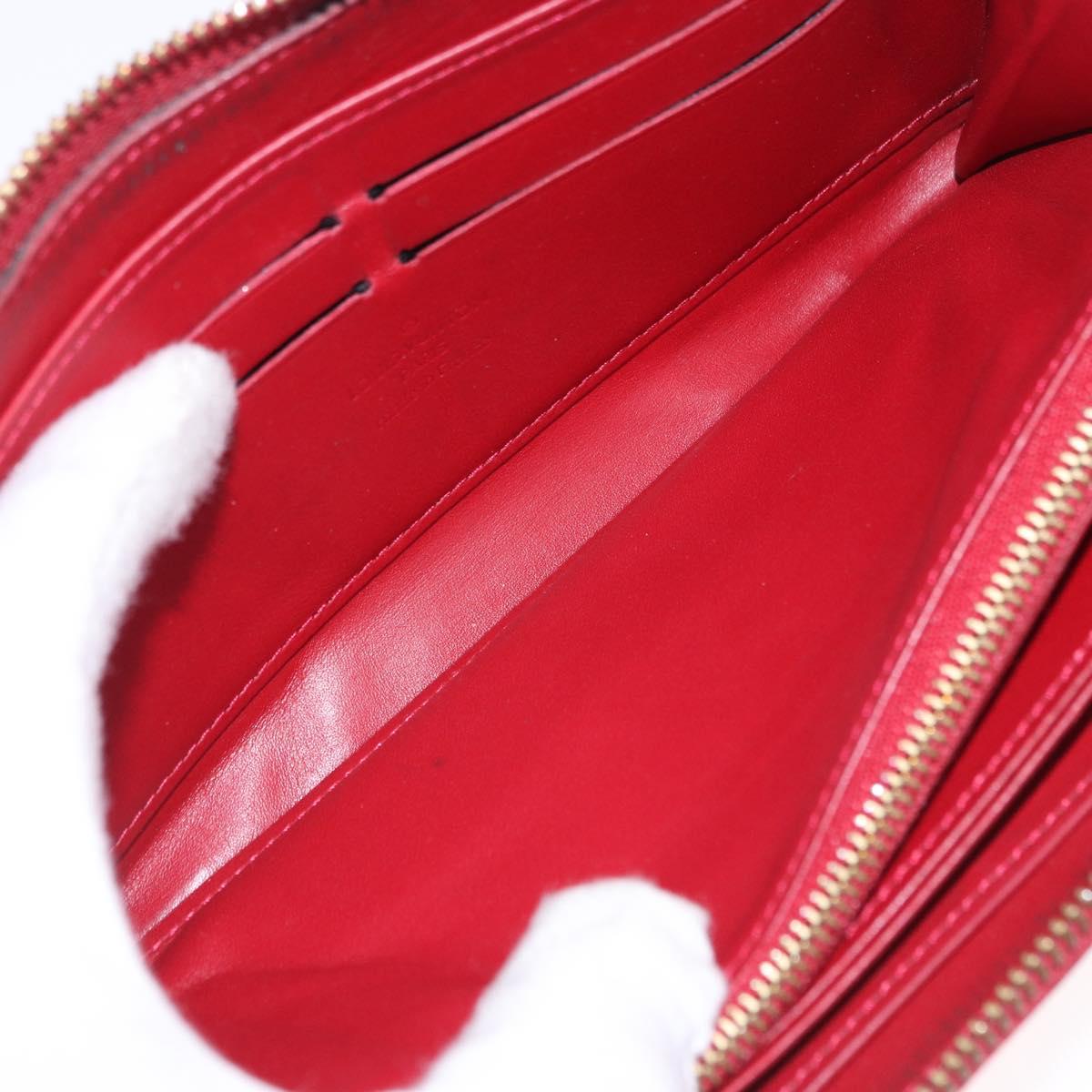 LOUIS VUITTON Vernis Rayure Zippy Long Wallet Pomme D'amour M91718 Auth 200092A