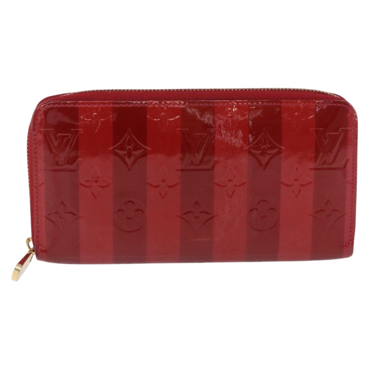 LOUIS VUITTON Vernis Rayure Zippy Long Wallet Pomme D'amour M91718 Auth 200092A