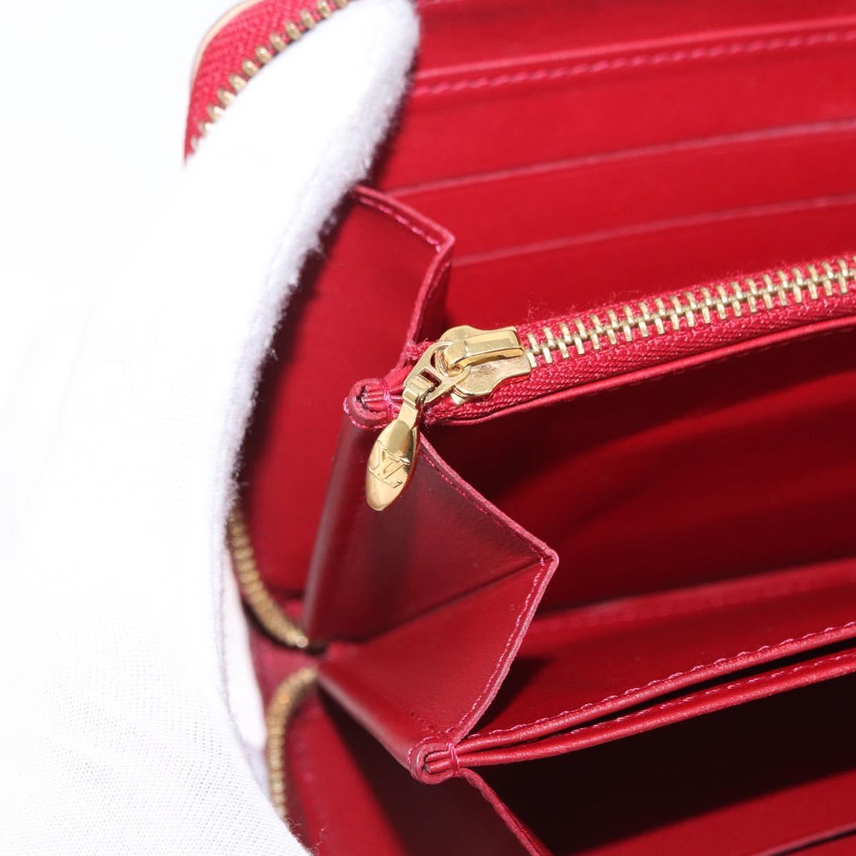 LOUIS VUITTON Vernis Rayure Zippy Long Wallet Pomme D'amour M91718 Auth 200092A