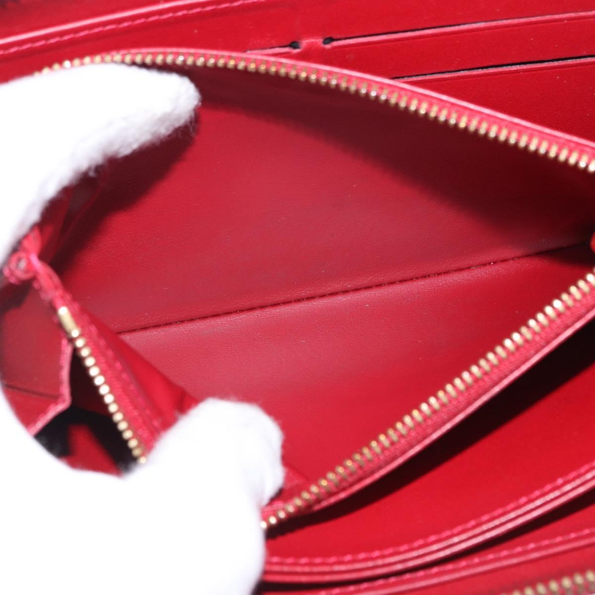 LOUIS VUITTON Vernis Rayure Zippy Long Wallet Pomme D'amour M91718 Auth 200092A