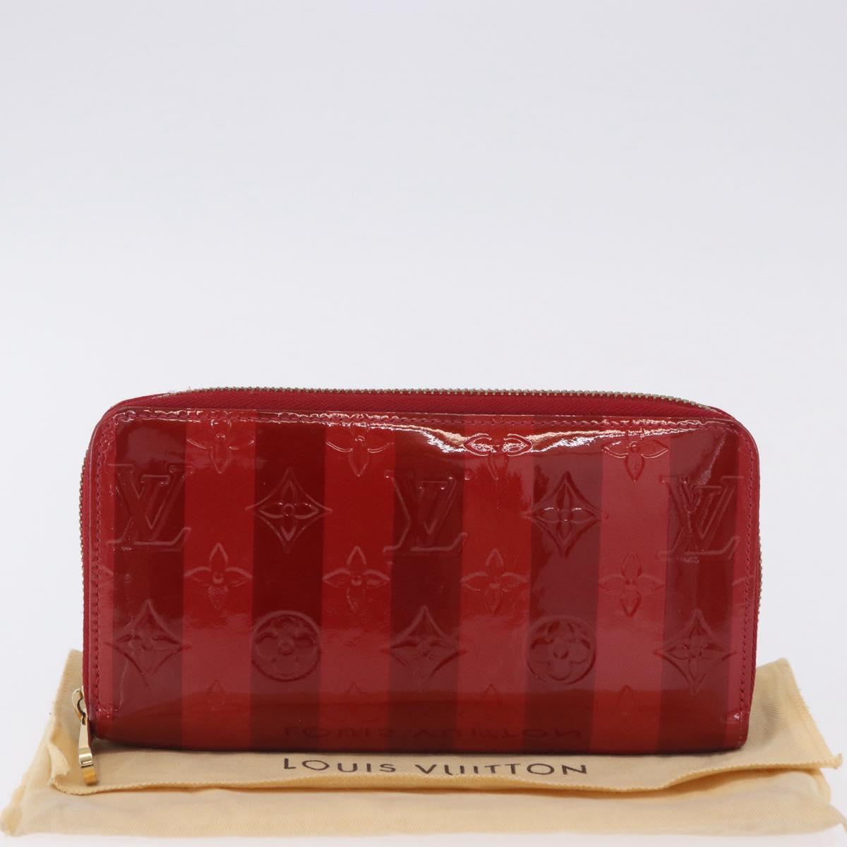 LOUIS VUITTON Vernis Rayure Zippy Long Wallet Pomme D'amour M91718 Auth 200092A