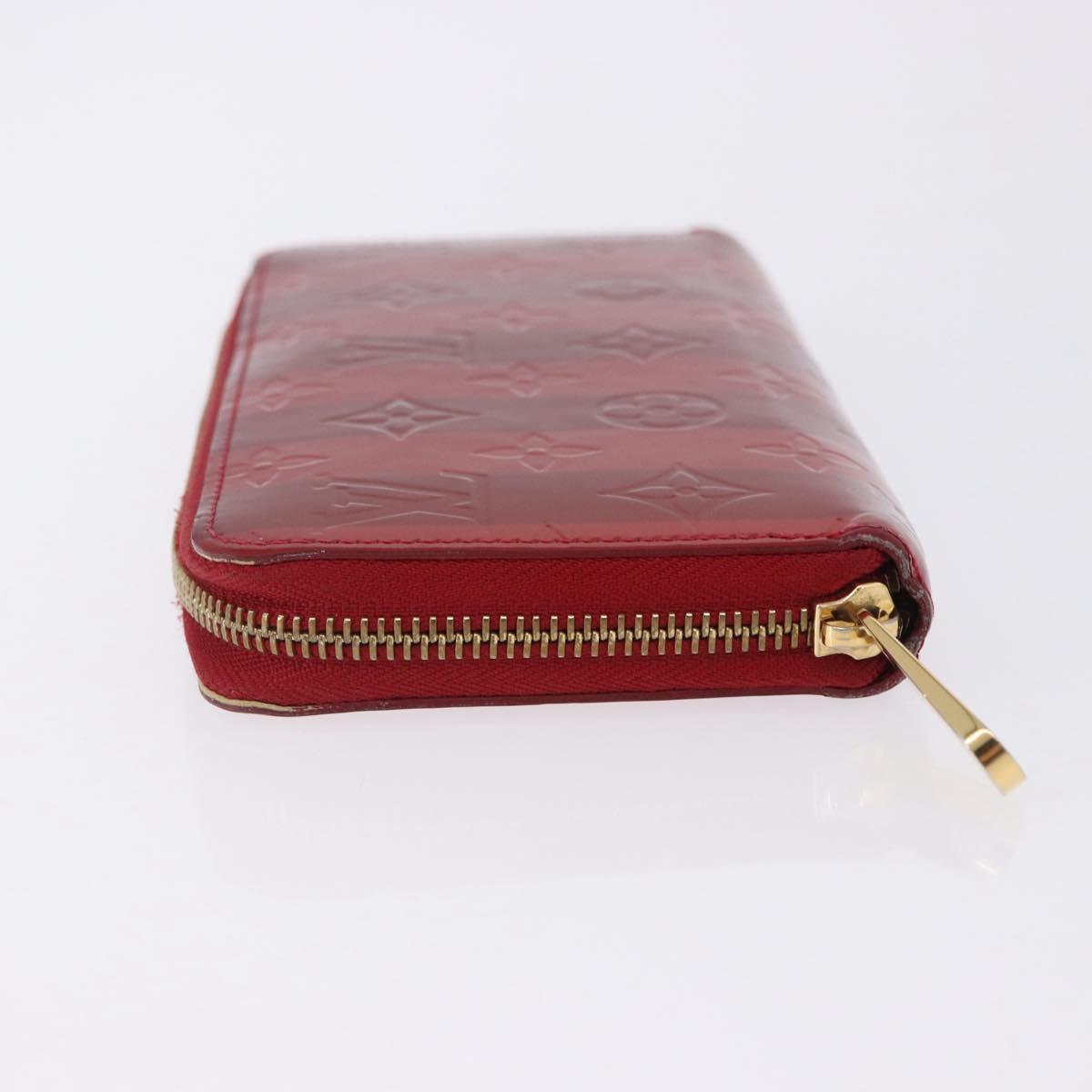 LOUIS VUITTON Vernis Rayure Zippy Long Wallet Pomme D'amour M91718 Auth 200092A
