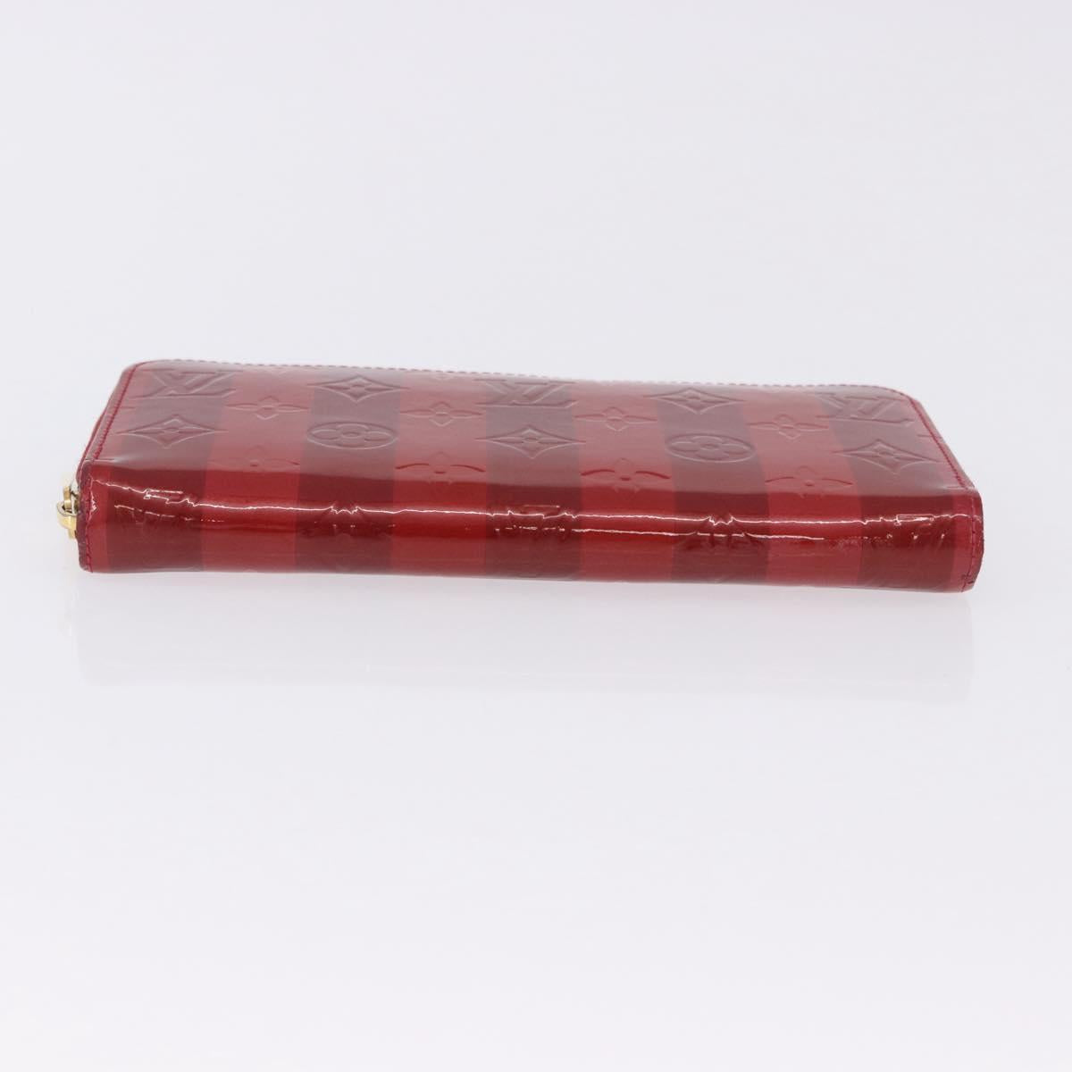 LOUIS VUITTON Vernis Rayure Zippy Long Wallet Pomme D'amour M91718 Auth 200092A
