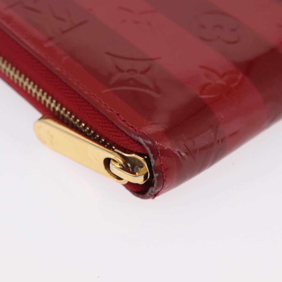 LOUIS VUITTON Vernis Rayure Zippy Long Wallet Pomme D'amour M91718 Auth 200092A