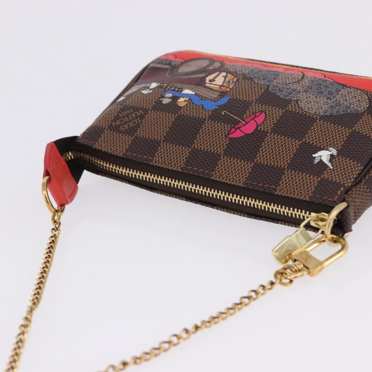 LOUIS VUITTON Monogram Christmas limited Mini Pochette Pouch M41655 Auth 200096M