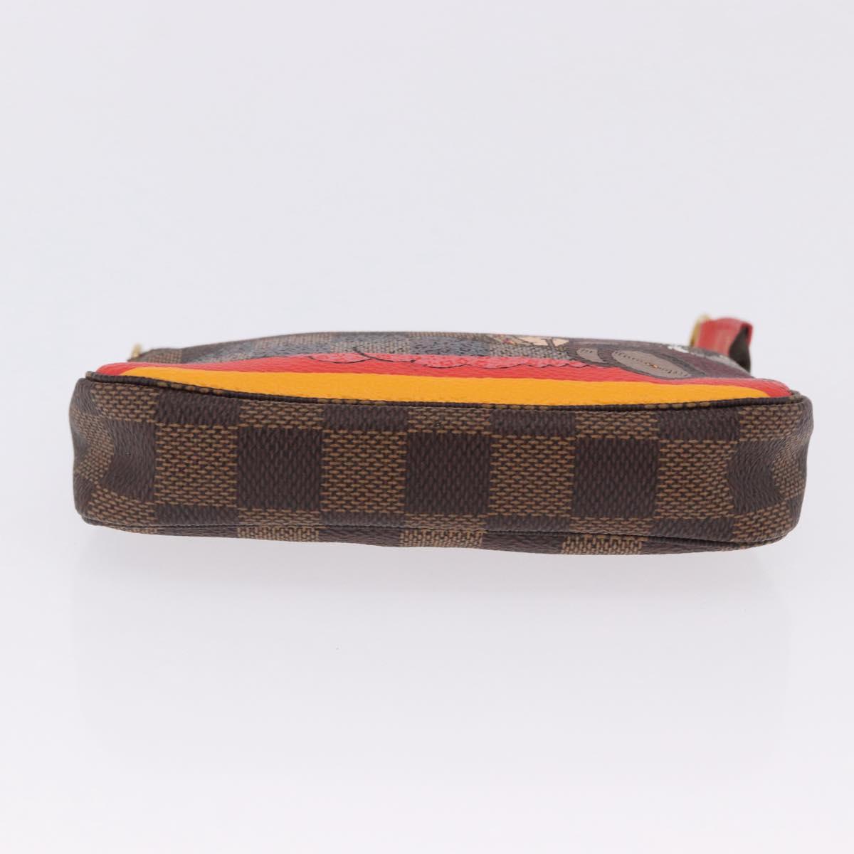 LOUIS VUITTON Monogram Christmas limited Mini Pochette Pouch M41655 Auth 200096M