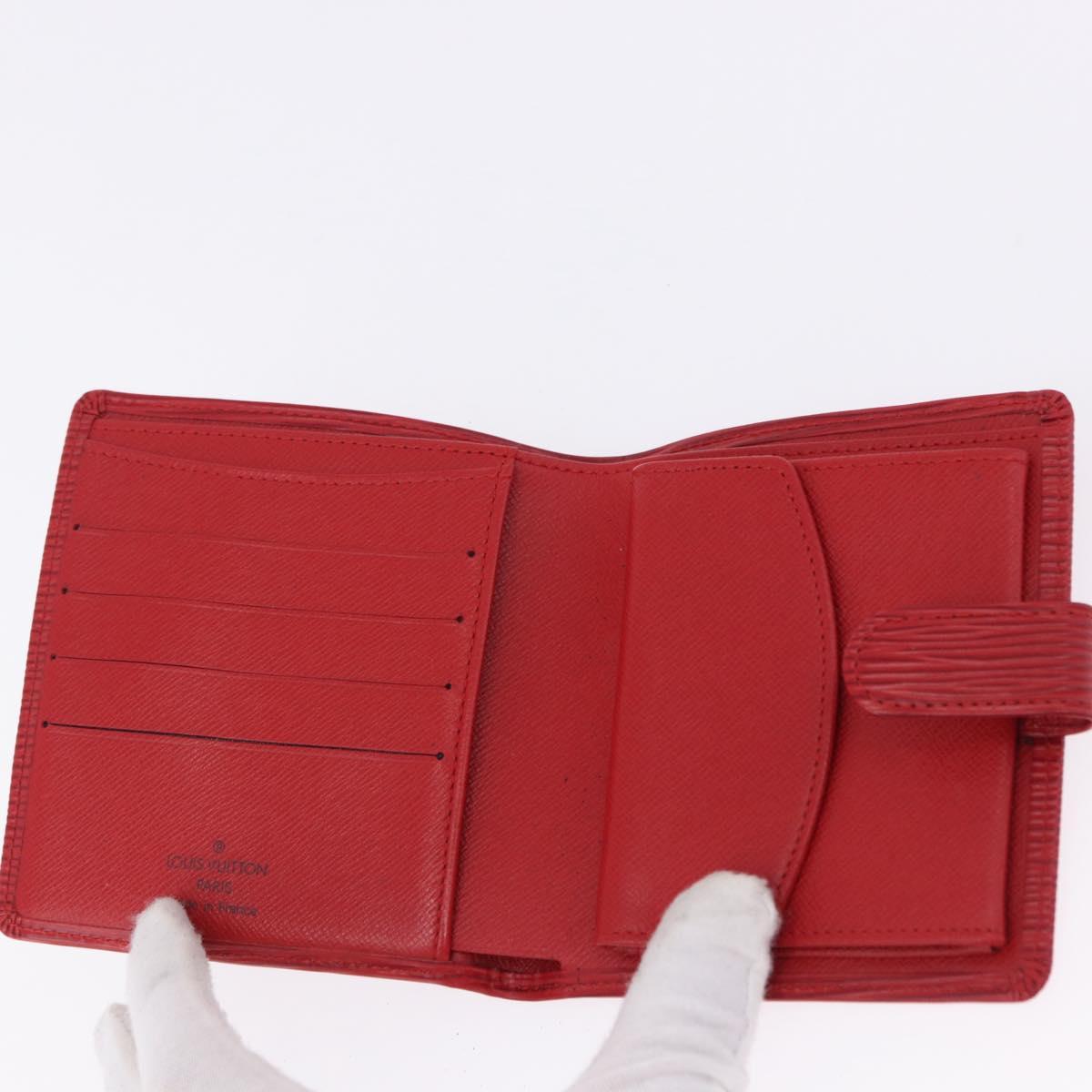 LOUIS VUITTON Epi Portopier Compact Wallet Red LV Auth 200099A