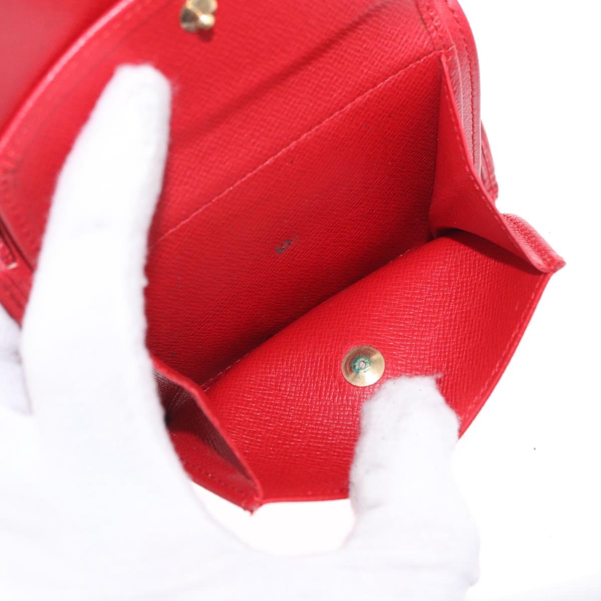 LOUIS VUITTON Epi Portopier Compact Wallet Red LV Auth 200099A