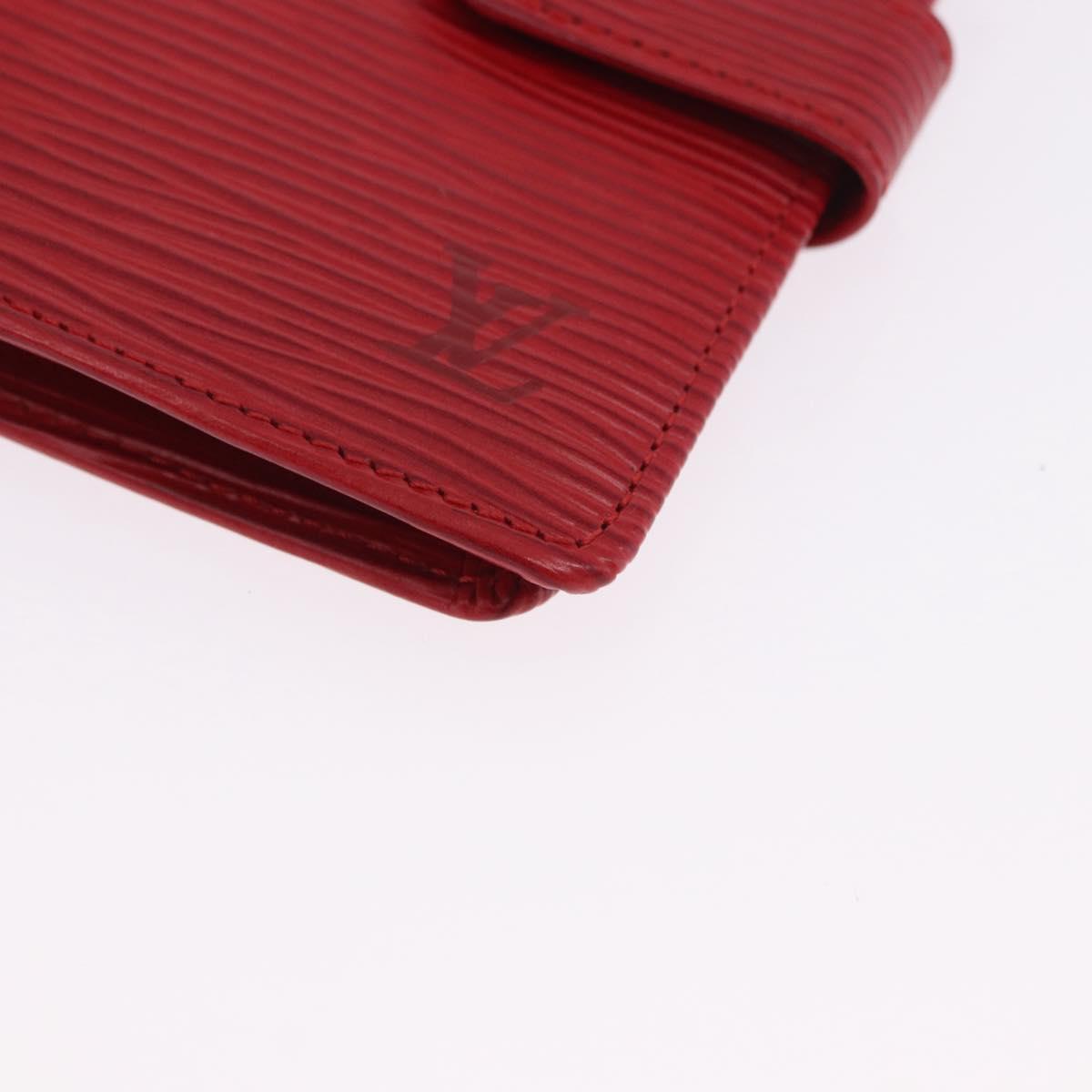 LOUIS VUITTON Epi Portopier Compact Wallet Red LV Auth 200099A