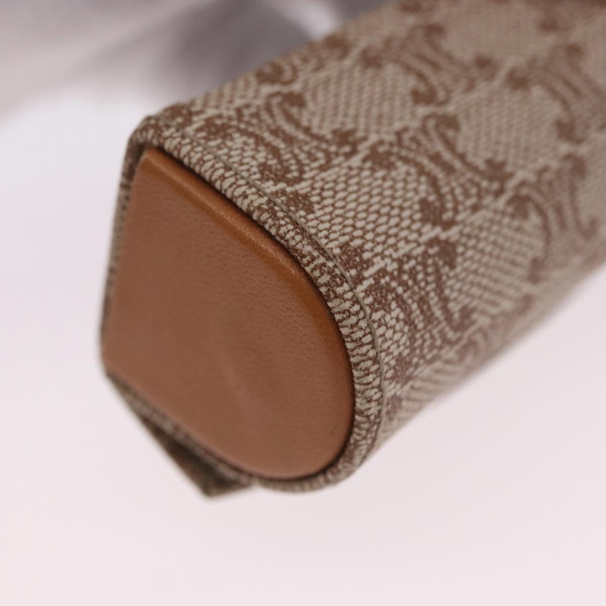 CELINE Macadam Canvas Lip Case Pouch PVC Beige Gold Auth 200107V