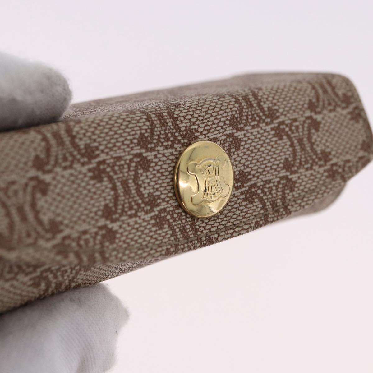 CELINE Macadam Canvas Lip Case Pouch PVC Beige Gold Auth 200107V