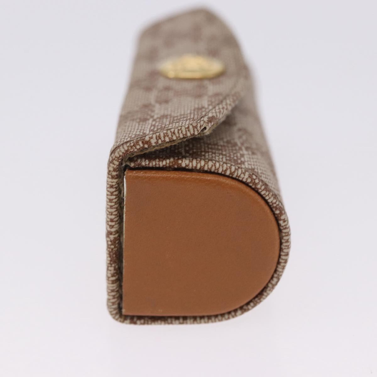 CELINE Macadam Canvas Lip Case Pouch PVC Beige Gold Auth 200107V