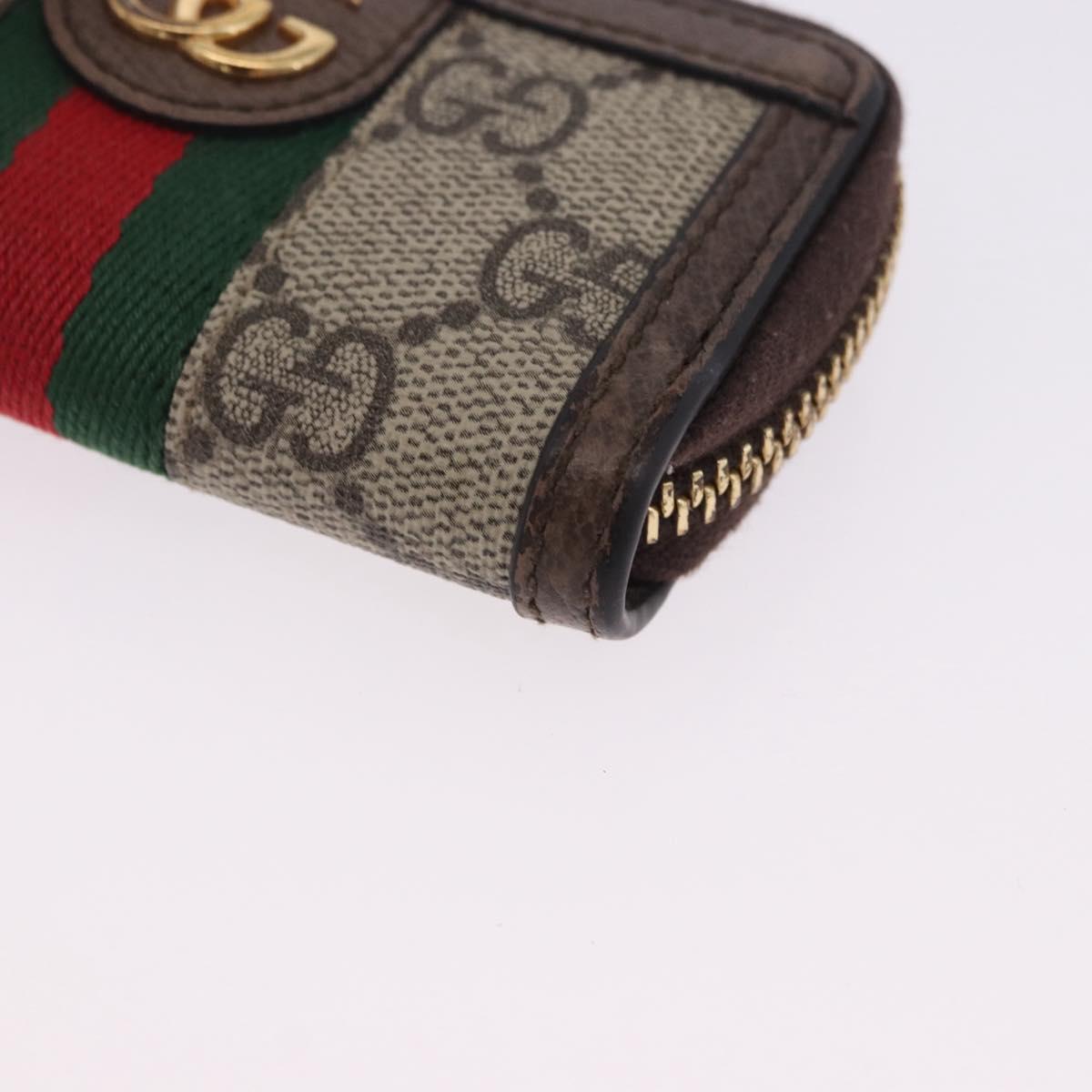 GUCCI GG Marmont Web Sherry Line Key Case PVC Beige Red Green 523157 Auth 200108