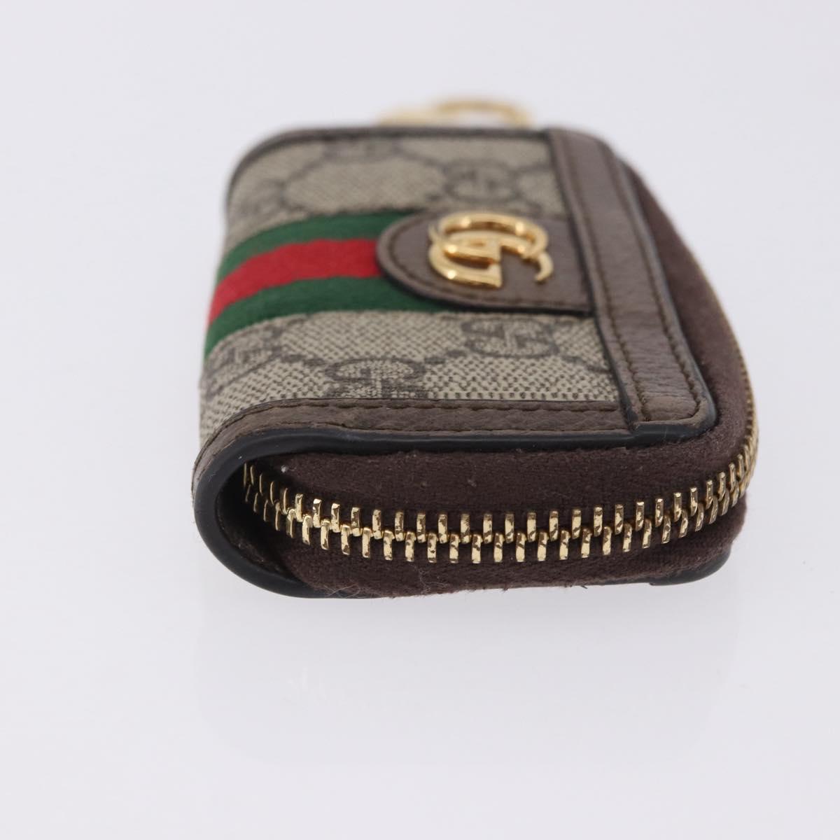 GUCCI GG Marmont Web Sherry Line Key Case PVC Beige Red Green 523157 Auth 200108