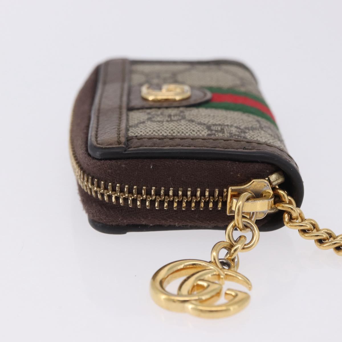 GUCCI GG Marmont Web Sherry Line Key Case PVC Beige Red Green 523157 Auth 200108