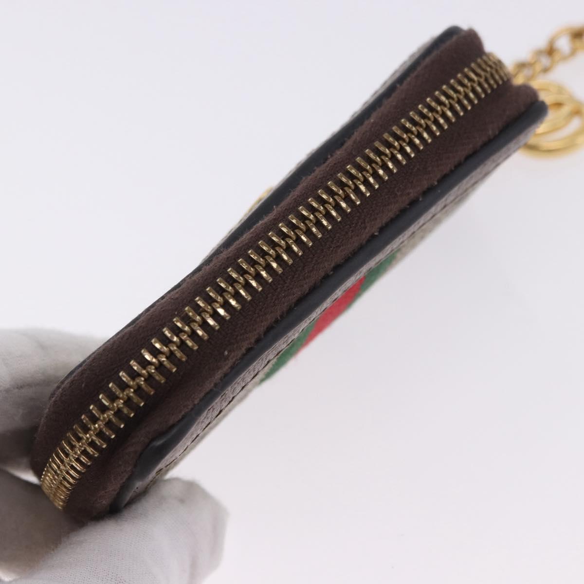GUCCI GG Marmont Web Sherry Line Key Case PVC Beige Red Green 523157 Auth 200108