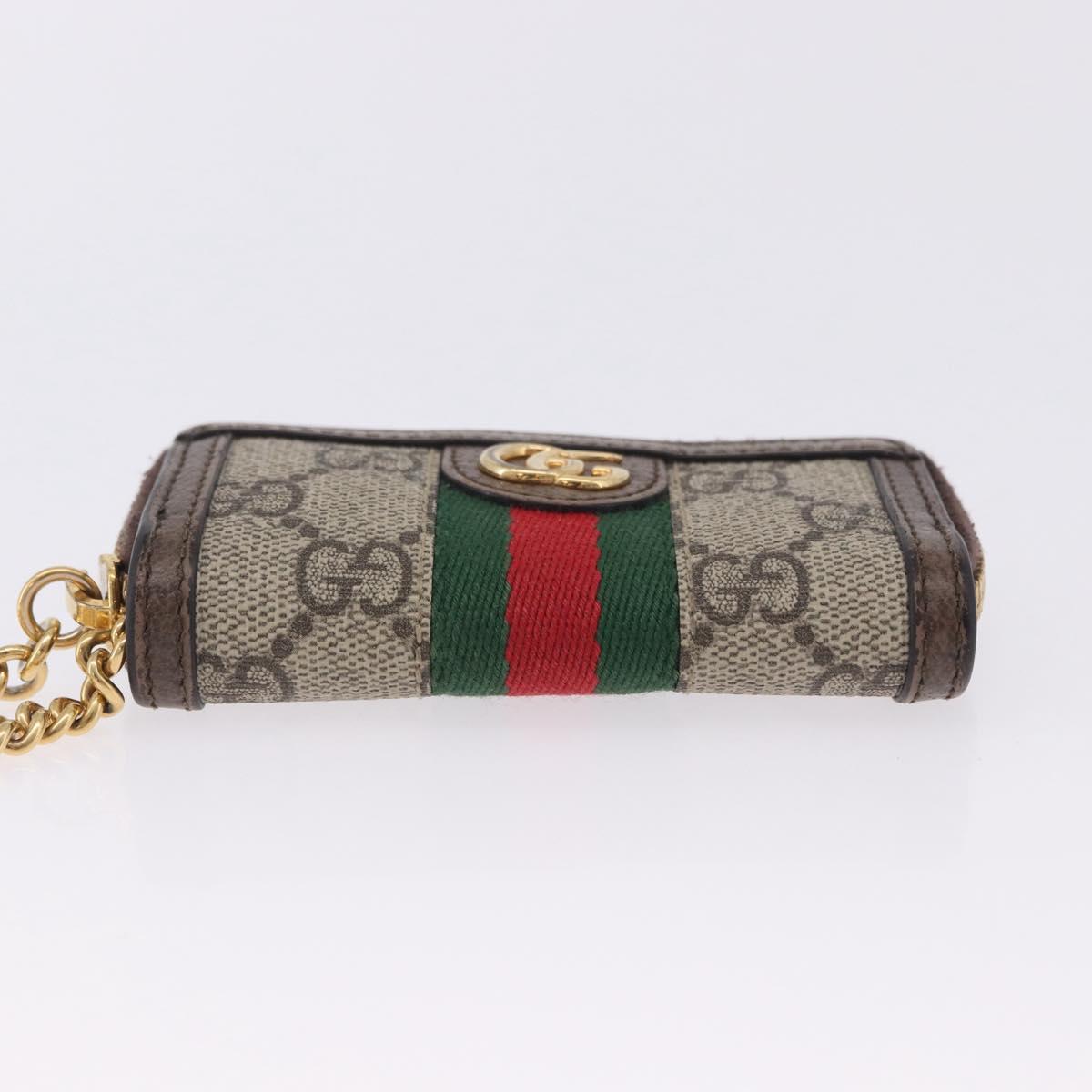 GUCCI GG Marmont Web Sherry Line Key Case PVC Beige Red Green 523157 Auth 200108