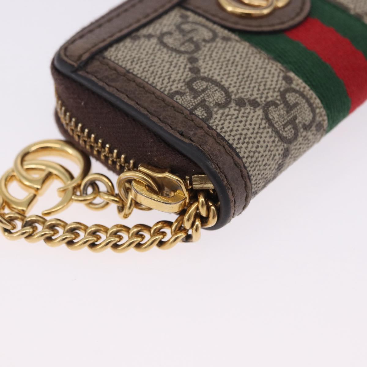 GUCCI GG Marmont Web Sherry Line Key Case PVC Beige Red Green 523157 Auth 200108