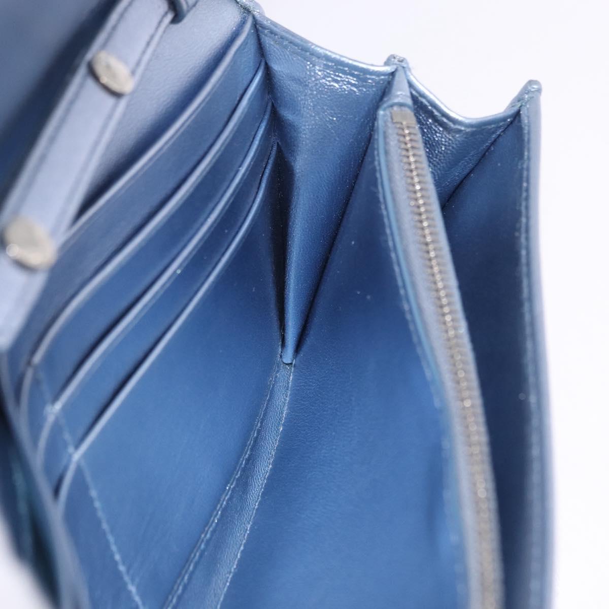 Miu Miu Matelasse Wallet Shoulder Bag Leather Light Blue Silver Auth 200112M