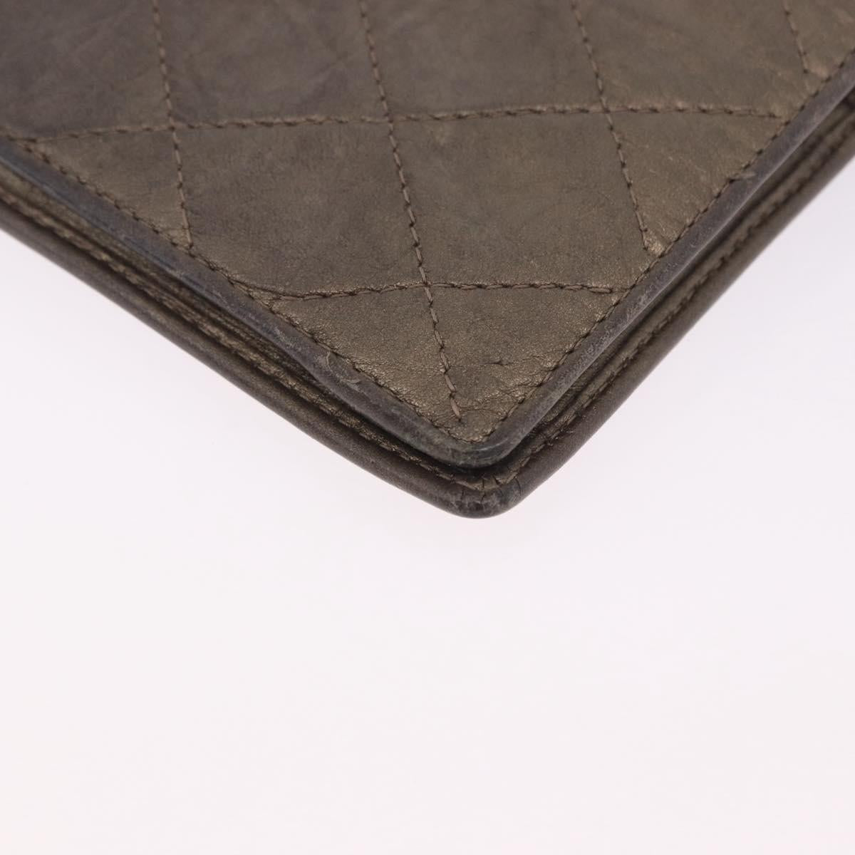 CHANEL Matelasse Cambon Line Long Wallet Leather Gold CC Auth 200114