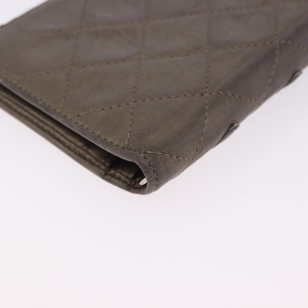 CHANEL Matelasse Cambon Line Long Wallet Leather Gold CC Auth 200114