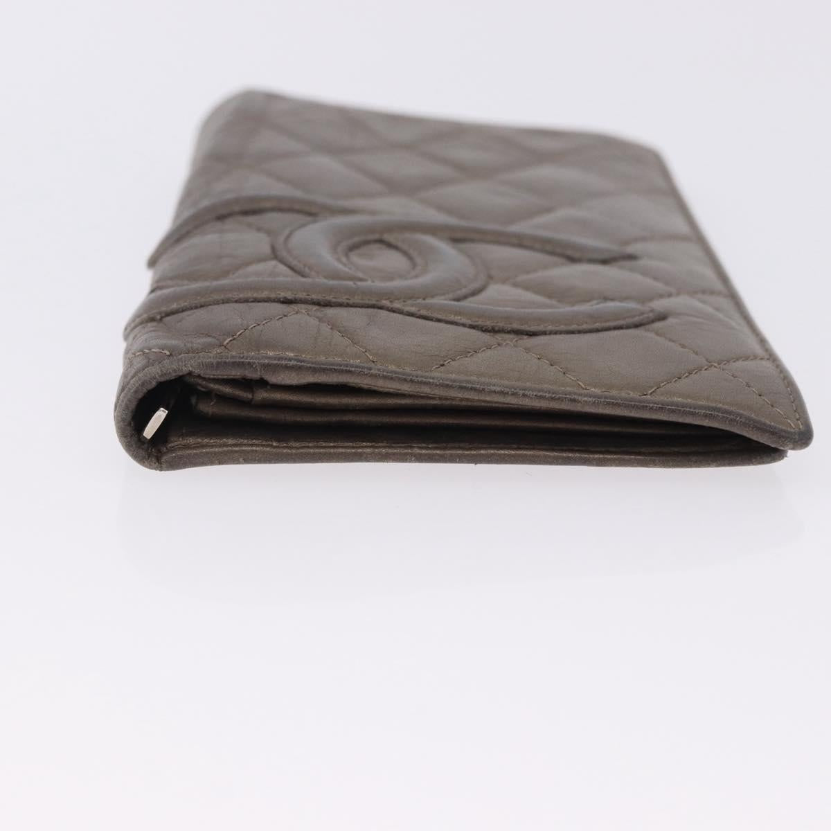 CHANEL Matelasse Cambon Line Long Wallet Leather Gold CC Auth 200114