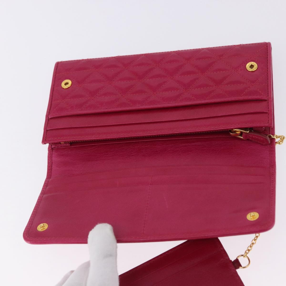 PRADA Long Wallet Leather Pink Gold Auth 200115V