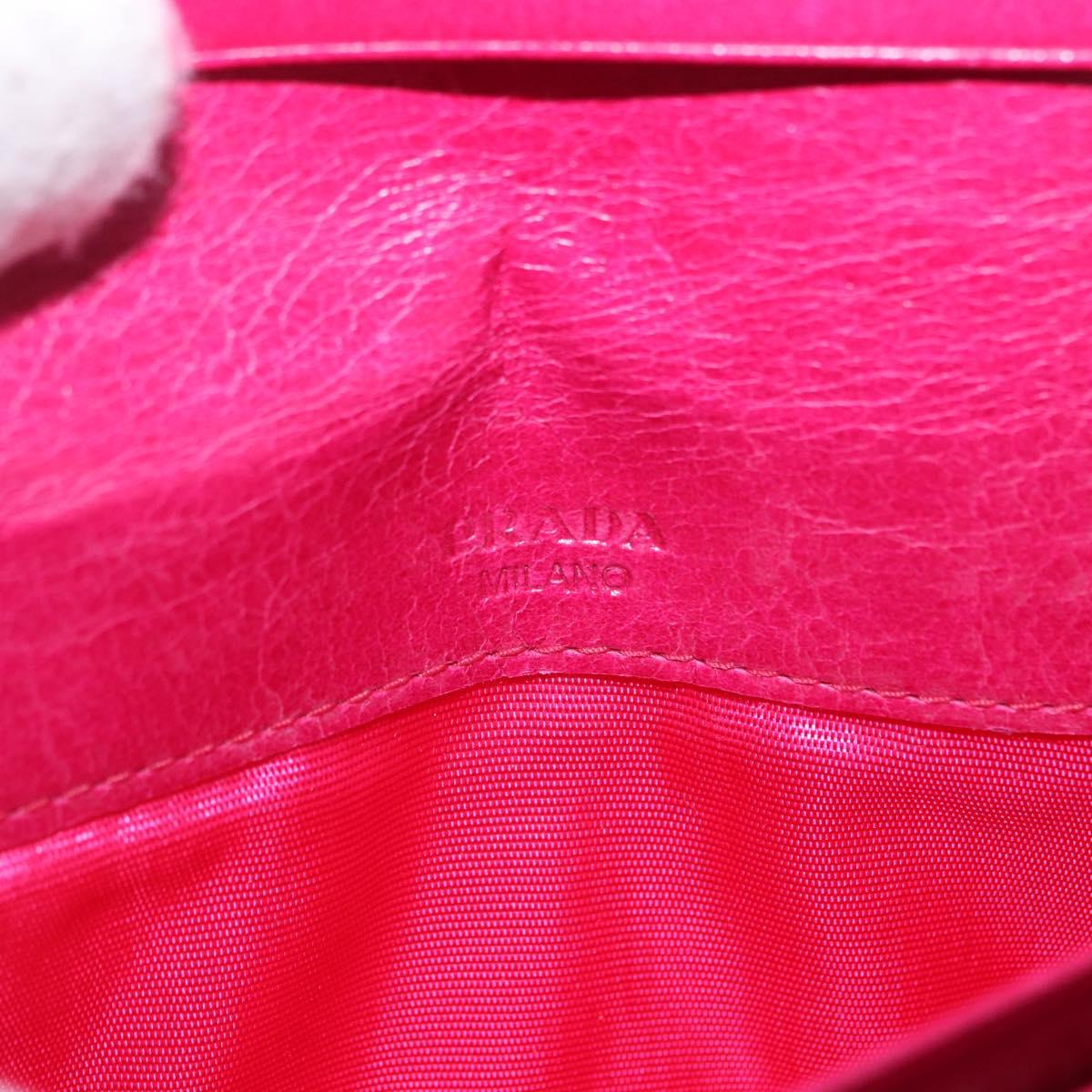 PRADA Long Wallet Leather Pink Gold Auth 200115V
