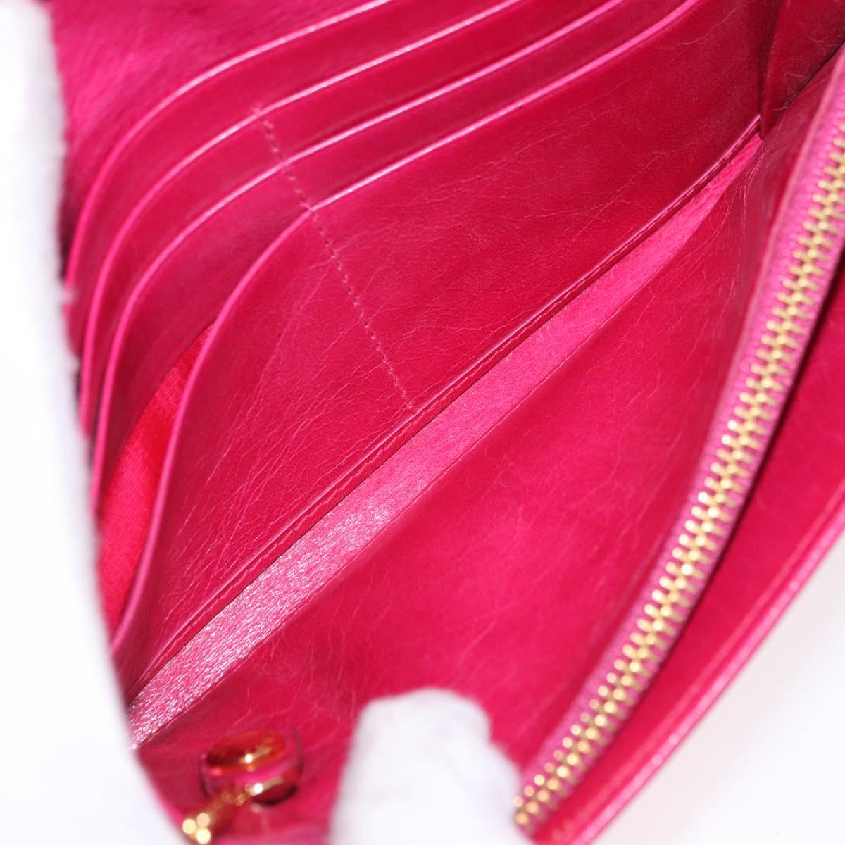PRADA Long Wallet Leather Pink Gold Auth 200115V