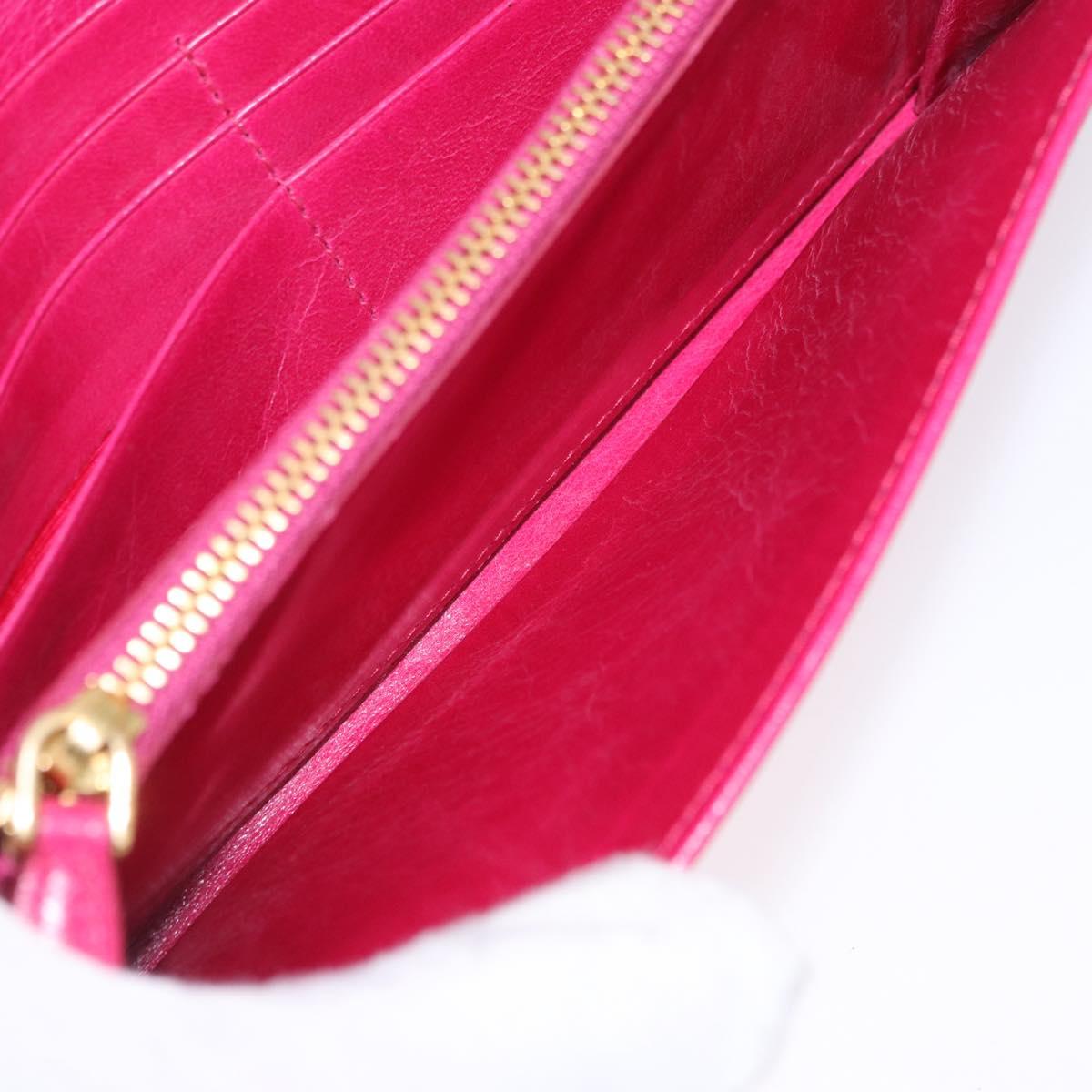 PRADA Long Wallet Leather Pink Gold Auth 200115V