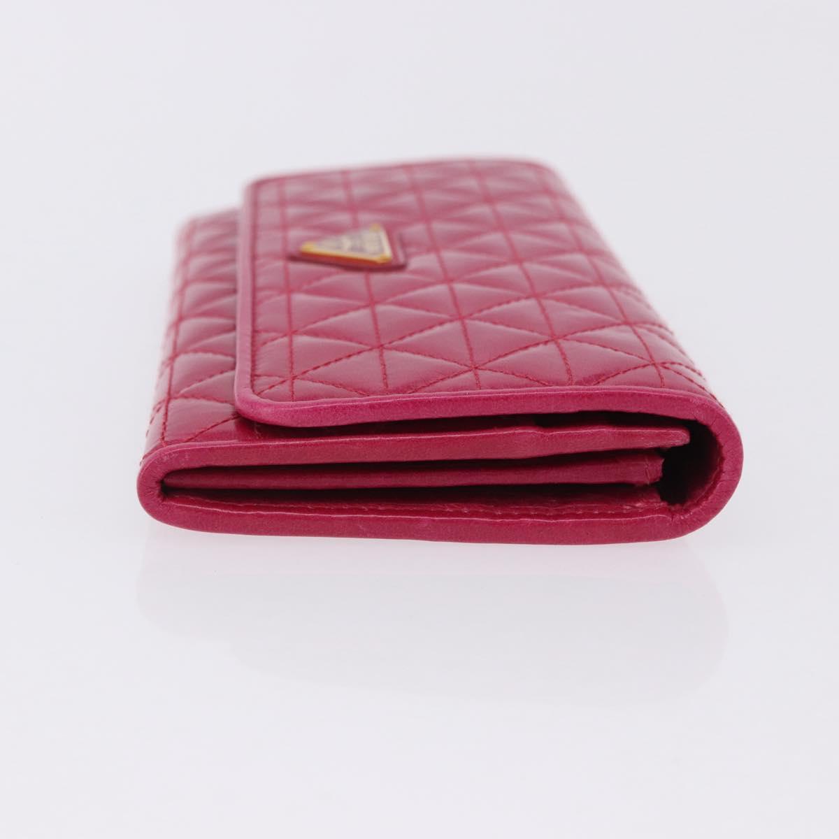 PRADA Long Wallet Leather Pink Gold Auth 200115V