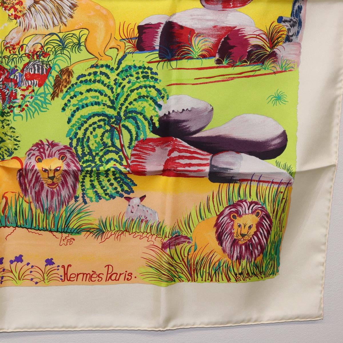 HERMES Carre 90 Scarf Silk ""Nuba Mountain"" Ivory Auth 200116M