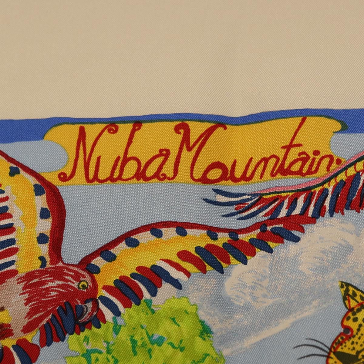 HERMES Carre 90 Scarf Silk ""Nuba Mountain"" Ivory Auth 200116M