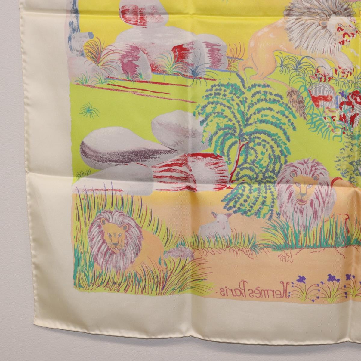 HERMES Carre 90 Scarf Silk ""Nuba Mountain"" Ivory Auth 200116M