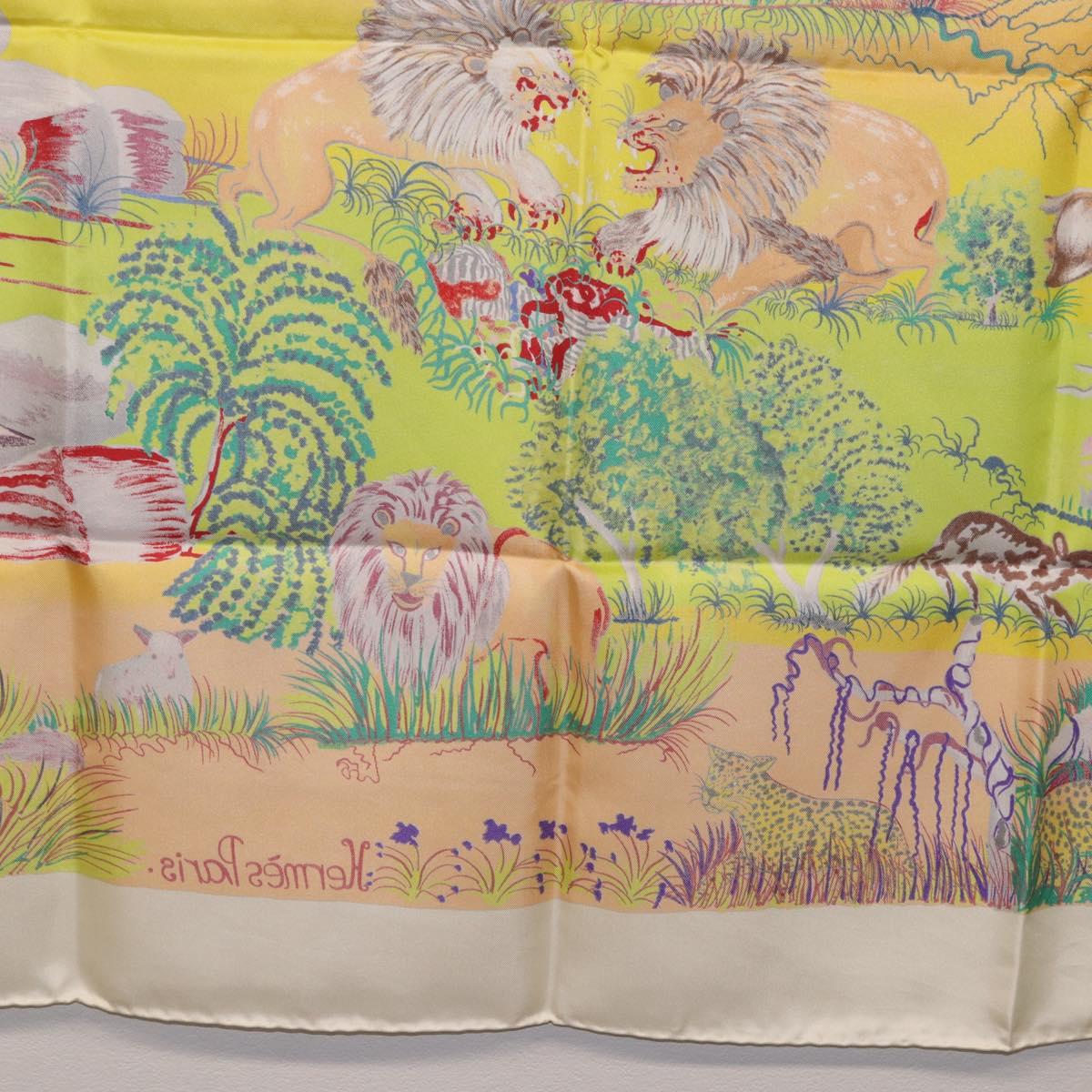 HERMES Carre 90 Scarf Silk ""Nuba Mountain"" Ivory Auth 200116M