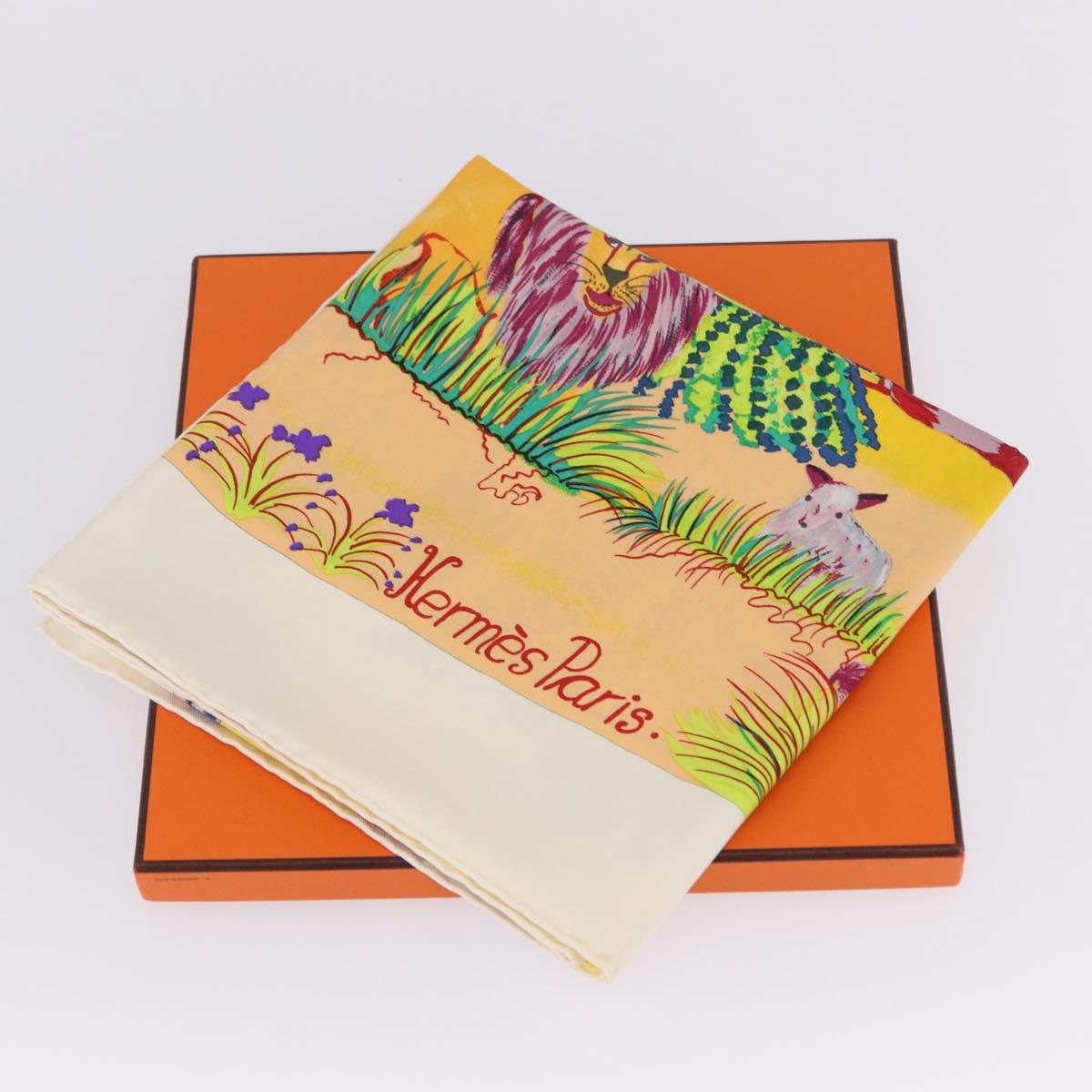 HERMES Carre 90 Scarf Silk ""Nuba Mountain"" Ivory Auth 200116M
