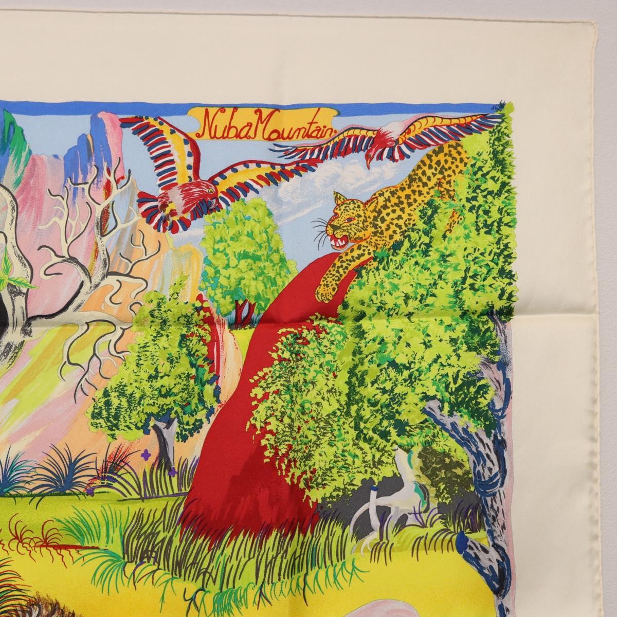 HERMES Carre 90 Scarf Silk ""Nuba Mountain"" Ivory Auth 200116M