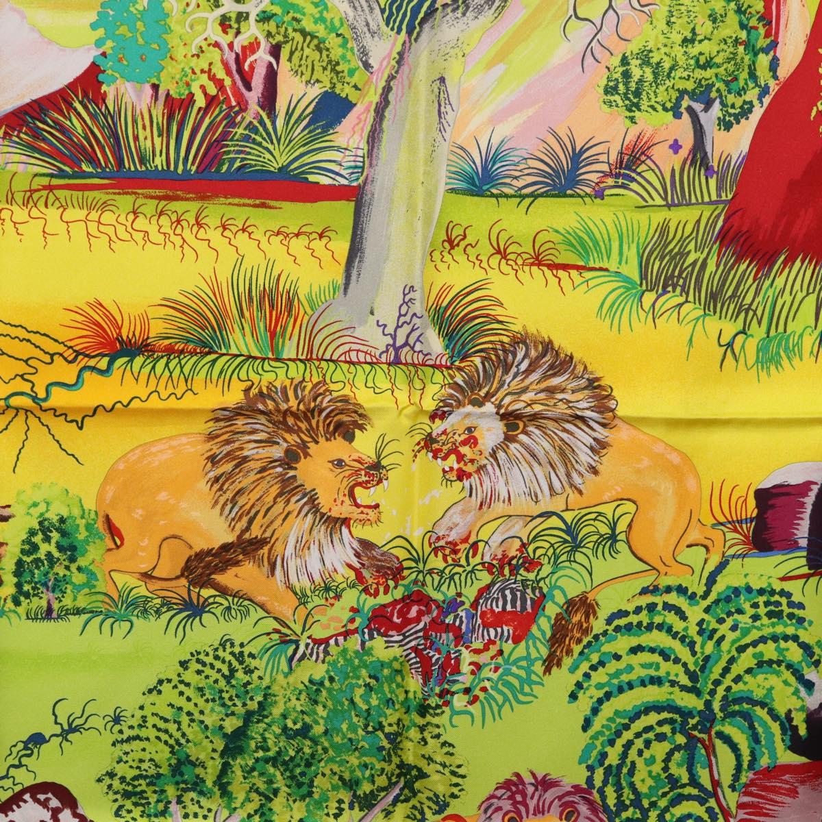 HERMES Carre 90 Scarf Silk ""Nuba Mountain"" Ivory Auth 200116M