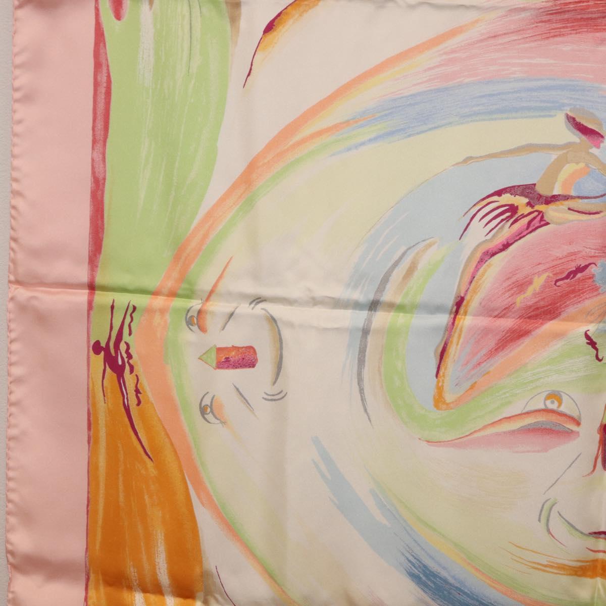 HERMES Carre 90 Scarf Silk ""Smiles in Third millenary"" Pink Auth 200117M