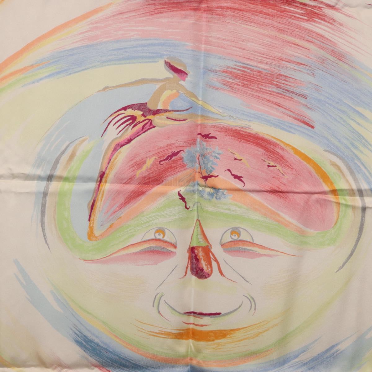 HERMES Carre 90 Scarf Silk ""Smiles in Third millenary"" Pink Auth 200117M